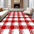 thumbnail image 1 of ODIKA 5'x7' Machine Washable Non-Slip Area Rug, Classic Buffalo Check with Bold Festive Stripes High Traffic Rug with Pad, Red, 618387, 1 of 8