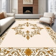 thumbnail image 1 of ODIKA 5'x7' Machine Washable Non-Slip Area Rug, Classic Damask Motif with Elegant Scrollwork and Detailing High Traffic Rug with Pad, Beige, 557407, 1 of 8