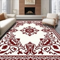 thumbnail image 1 of ODIKA 5'x7' Machine Washable Non-Slip Area Rug, Classic Floral Vine Tapestry Border Scroll High Traffic Rug with Pad, Red, 665879, 1 of 8