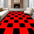 thumbnail image 1 of ODIKA 5'x7' Machine Washable Non-Slip Area Rug, Classic Gingham with Bold Contrasting Squares High Traffic Rug with Pad, Red, 615862, 1 of 8