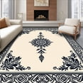 thumbnail image 1 of ODIKA 5'x7' Machine Washable Non-Slip Area Rug, Classic Herati Motif with Faded Palmette and Interlocking Vinework High Traffic Rug, Beige, 666002, 1 of 7