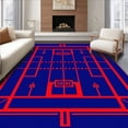 thumbnail image 1 of ODIKA 5'x7' Machine Washable Non-Slip Area Rug, Classic Stadium Field Design with Stylized Yard Lines and Numbers High Traffic Rug with Pad, Blue, 671210, 1 of 8