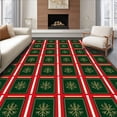 thumbnail image 1 of ODIKA 5'x7' Machine Washable Non-Slip Area Rug, Classic Tartan Plaid with Evergreen Sprigs and Cane Stripe Accents High Traffic Rug, Red, 627693, 1 of 7