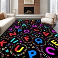 thumbnail image 1 of ODIKA 5x7 Machine Washable Non-Slip Area Rug, Confetti Alphabet Celebration with Festive Letter Art High Traffic Rug with Pad, Black, 698462, 1 of 8
