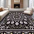 thumbnail image 1 of ODIKA 5'x7' Machine Washable Non-Slip Area Rug, Contemporary Boho with Whimsical Abstract Petal Accents High Traffic Rug, Black, 516031, 1 of 7