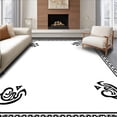 thumbnail image 1 of ODIKA 5'x7' Machine Washable Non-Slip Area Rug, Contemporary Labyrinth Swirl Symmetrical Graphic Embellishment High Traffic Rug with Pad, Black, 448799, 1 of 8