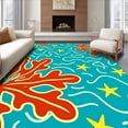 thumbnail image 1 of ODIKA 5'x7' Machine Washable Non-Slip Area Rug, Coral Reef Starfish Waves Nautical Bath Anti Slip High Traffic Rug with Pad, Blue, 702903, 1 of 8