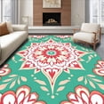 thumbnail image 1 of ODIKA 5'x7' Machine Washable Non-Slip Area Rug, Cottage Floral Medallion with Whimsical Petal Accents High Traffic Rug, Red, 499491, 1 of 7