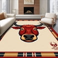 thumbnail image 1 of ODIKA 5'x7' Machine Washable Non-Slip Area Rug, Country Shaggy Longhorn Artisan Crafted High Traffic Rug with Pad, Red, 624147, 1 of 8