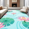 thumbnail image 1 of ODIKA 5'x7' Machine Washable Non-Slip Area Rug, Crafting Lotus Blossom Pond Hooking Kit Yarn Needlework Sofa Accent High Traffic Rug, Pink, 634624, 1 of 7
