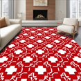 thumbnail image 1 of ODIKA 5'x7' Machine Washable Non-Slip Area Rug, Crimson Crest Interlocking Medallion Sports Fan Welcome High Traffic Rug, Red, 676337, 1 of 7