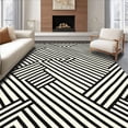 thumbnail image 1 of ODIKA 5'x7' Machine Washable Non-Slip Area Rug, Crosshatch with Diagonal Intersecting Bands High Traffic Rug, Black, 667583, 1 of 7