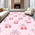 thumbnail image 1 of ODIKA 5'x7' Machine Washable Non-Slip Area Rug, Cute Cherry Blossom Cartoon with Playful Fruit Motifs and Whimsical Accents High Traffic Rug with Pad, Pink, 729475, 1 of 8