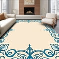 thumbnail image 1 of ODIKA 5x7 Machine Washable Non-Slip Area Rug, Damask Filigree with Weathered Patina Finish High Traffic Rug with Pad, Blue, 657402, 1 of 8