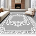 thumbnail image 1 of ODIKA 5'x7' Machine Washable Non-Slip Area Rug, Damask Flourish Machine Non Shedding Floor Covering High Traffic Rug, Gray, 465338, 1 of 7