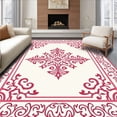 thumbnail image 1 of ODIKA 5'x7' Machine Washable Non-Slip Area Rug, Damask Scrollwork Baroque Luxurious Timeless Exquisite Traditional High Traffic Rug, Pink, 470131, 1 of 7
