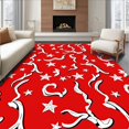 thumbnail image 1 of ODIKA 5x7 Machine Washable Non-Slip Area Rug, Dancing Ribbon with Interlocking Festive Stars and Playful Chevron Motifs High Traffic Rug with Pad, Red, 613472, 1 of 8