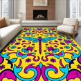 thumbnail image 1 of ODIKA 5'x7' Machine Washable Non-Slip Area Rug, Dragonfly Whimsy with Swirling Petal Motifs and Artistic Flourish High Traffic Rug, Yellow, 620515, 1 of 7