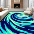 thumbnail image 1 of ODIKA 5'x7' Machine Washable Non-Slip Area Rug, Dynamic Ocean Swell Latch Hook with Flowing Wave Motifs High Traffic Rug with Pad, Blue, 717458, 1 of 8