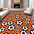 thumbnail image 1 of ODIKA 5'x7' Machine Washable Non-Slip Area Rug, Dynamic Sports Sphere Motif Featuring Interlocking Black and Panels High Traffic Rug, Orange, 672711, 1 of 7