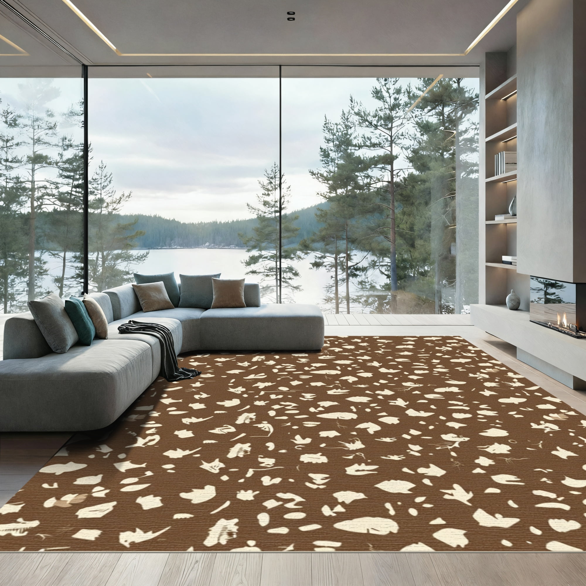 ODIKA 5x7 Machine Washable Non-Slip Area Rug, Earth Tone Interlocking ...