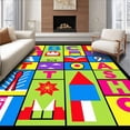 thumbnail image 1 of ODIKA 5'x7' Machine Washable Non-Slip Area Rug, Educational Alphabet Learning With Numbers Seasons Shapes High Traffic Rug with Pad, Yellow, 686906, 1 of 8