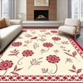 thumbnail image 1 of ODIKA 5'x7' Machine Washable Non-Slip Area Rug, Elegant Blossom Trellis Lattice Petals Arrangement High Traffic Rug, Red, 663159, 1 of 7