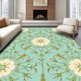 thumbnail image 1 of ODIKA 5'x7' Machine Washable Non-Slip Area Rug, Elegant Botanical Swirl Decorative Medallion Tapestry Accent High Traffic Rug with Pad, Turquoise, 582934, 1 of 8