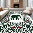 thumbnail image 1 of ODIKA 5'x7' Machine Washable Non-Slip Area Rug, Elegant Elephant Scape with Interlocking Leaf and Berry Designs High Traffic Rug, Green, 647610, 1 of 7