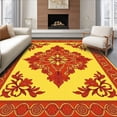 thumbnail image 1 of ODIKA 5'x7' Machine Washable Non-Slip Area Rug, Elegant Floral Damask Reversible Trellis High Traffic Rug, Yellow, 611661, 1 of 7