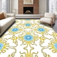 thumbnail image 1 of ODIKA 5'x7' Machine Washable Non-Slip Area Rug, Elegant Floral Damask Trellis Vintage Medallion Ornate High Traffic Rug with Pad, Gold, 660512, 1 of 8