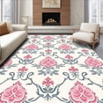 thumbnail image 1 of ODIKA 5'x7' Machine Washable Non-Slip Area Rug, Elegant Floret Damask Transitional Charm Luxury Statement High Traffic Rug, Pink, 659327, 1 of 7