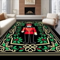 thumbnail image 1 of ODIKA 5'x7' Machine Washable Non-Slip Area Rug, Elegant Nutcracker Soldier With Classic Christmas Heraldry Design High Traffic Rug with Pad, Black, 740283, 1 of 8