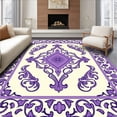 thumbnail image 1 of ODIKA 5'x7' Machine Washable Non-Slip Area Rug, Elegant Paisley Scroll Work Hand Drawn Style Accent High Traffic Rug, Purple, 457494, 1 of 7