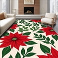 thumbnail image 1 of ODIKA 5'x7' Machine Washable Non-Slip Area Rug, Elegant Poinsettia Bloom Festivity Entrance Embellishment High Traffic Rug with Pad, Red, 611585, 1 of 8