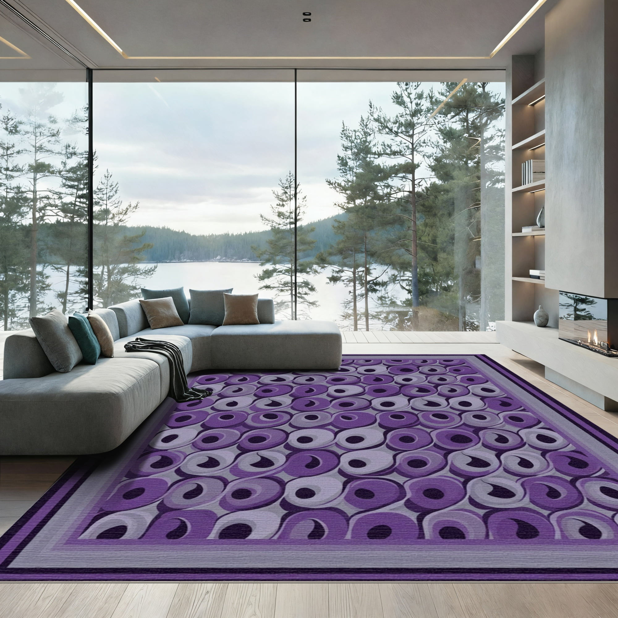 ODIKA 5x7 Machine Washable Non-Slip Area Rug, Elegant Spiral ...