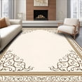 thumbnail image 1 of ODIKA 5'x7' Machine Washable Non-Slip Area Rug, Elegant Swirl Damask Traditional Anti Slip High Traffic Rug with Pad, Ivory, 478523, 1 of 8