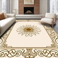 thumbnail image 1 of ODIKA 5'x7' Machine Washable Non-Slip Area Rug, Elegant Swirl Medallion Plush Shag Decorative Accent High Traffic Rug with Pad, Beige, 523254, 1 of 8