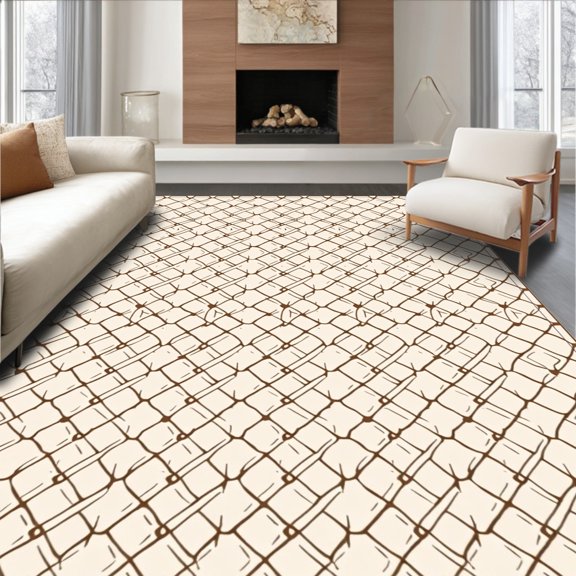 ODIKA 5x7 Machine Washable Non-Slip Area Rug, Elegant Trellis Latticework Symmetrical Contemporary High Traffic Rug, Brown, 540563