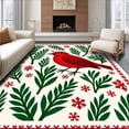 thumbnail image 1 of ODIKA 5'x7' Machine Washable Non-Slip Area Rug, Elegant Yuletide Songbird Resting Upon Evergreen Bough High Traffic Rug with Pad, Red, 505753, 1 of 8