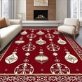 thumbnail image 1 of ODIKA 5'x7' Machine Washable Non-Slip Area Rug, Elegant Yuletide Splendor Magnificent Artistic Creation High Traffic Rug with Pad, Red, 507638, 1 of 8