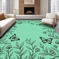 thumbnail image 1 of ODIKA 5'x7' Machine Washable Non-Slip Area Rug, Enchanted Botanical Insect Floral Vine High Traffic Rug, Green, 467383, 1 of 7