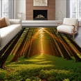 thumbnail image 1 of ODIKA 5'x7' Machine Washable Non-Slip Area Rug, Enchanted Forest Canopy with Golden Streaming Through Branches High Traffic Rug with Pad, Green, 511565, 1 of 8
