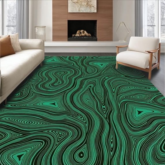 ODIKA 5'x7' Machine Washable Non-Slip Area Rug, Enchanted Forest Pathway Design High Traffic Rug, Green, 662282