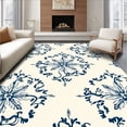 thumbnail image 1 of ODIKA 5'x7' Machine Washable Non-Slip Area Rug, Enchanted Frosted Lace Showcasing Delicate Filigree Snow High Traffic Rug with Pad, Blue, 623145, 1 of 8