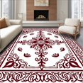 thumbnail image 1 of ODIKA 5'x7' Machine Washable Non-Slip Area Rug, Enchanted Paisley Swirled Decorative Exquisite Boho High Traffic Rug with Pad, Red, 582787, 1 of 8