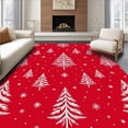thumbnail image 1 of ODIKA 5'x7' Machine Washable Non-Slip Area Rug, Enchanted Winter Forest Scene with Stylized Trees and Falling Snow Motifs High Traffic Rug with Pad, Red, 611548, 1 of 8