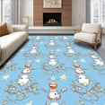 thumbnail image 1 of ODIKA 5'x7' Machine Washable Non-Slip Area Rug, Enchanted Winter Wonderland Snowman and Print High Traffic Rug with Pad, Blue, 629471, 1 of 8