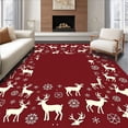 thumbnail image 1 of ODIKA 5x7 Machine Washable Non-Slip Area Rug, Enchanted Wintry Forest Night Magical Celebration Accent High Traffic Rug with Pad, Red, 607716, 1 of 8