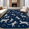 thumbnail image 1 of ODIKA 5'x7' Machine Washable Non-Slip Area Rug, Enchanting Meow Elegant Household Accessory High Traffic Rug, Navy, 724432, 1 of 7